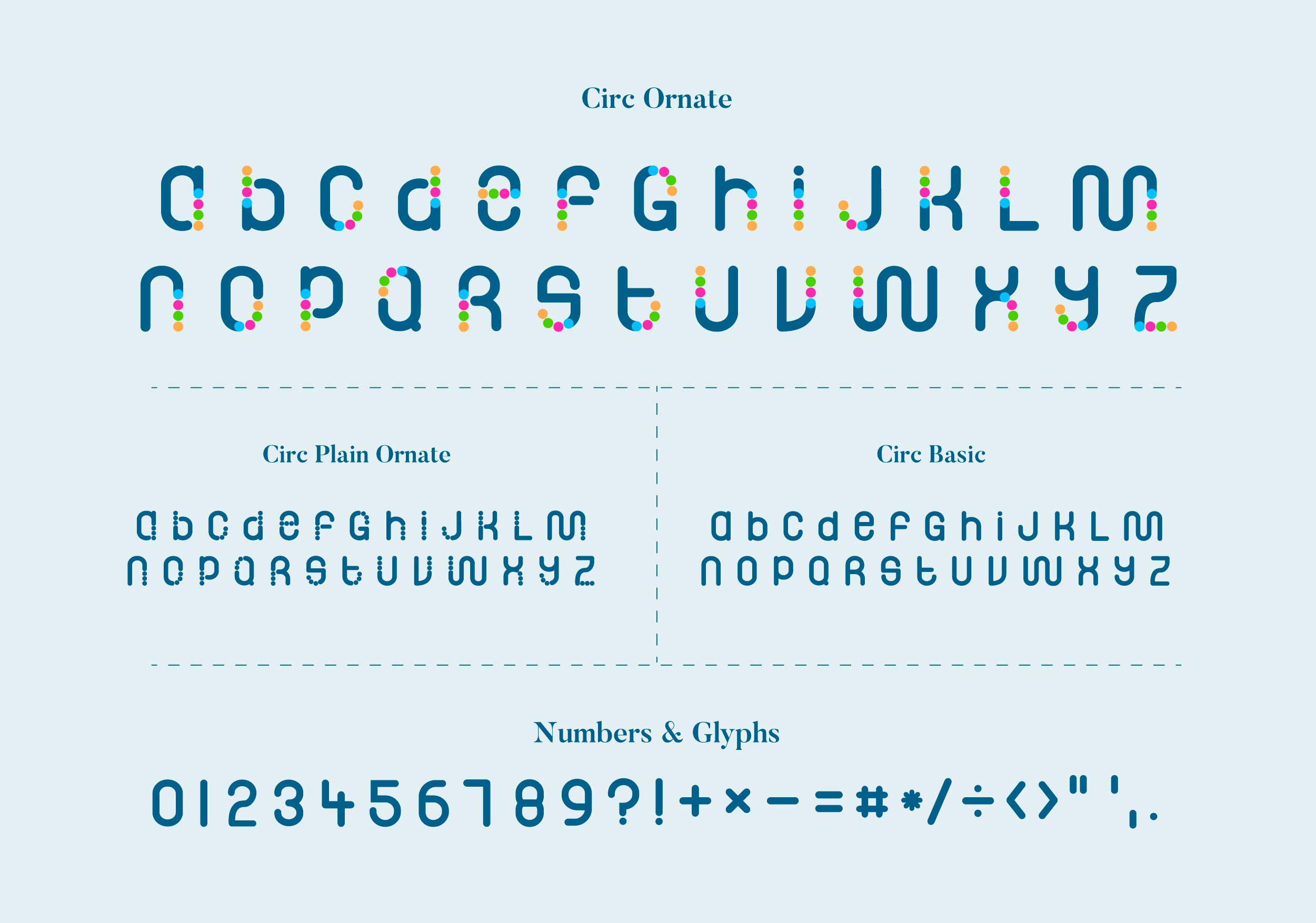 Circ-Ornate-display font with-glyphs-and-numbers-by-Busy-bear-Creative-Agency