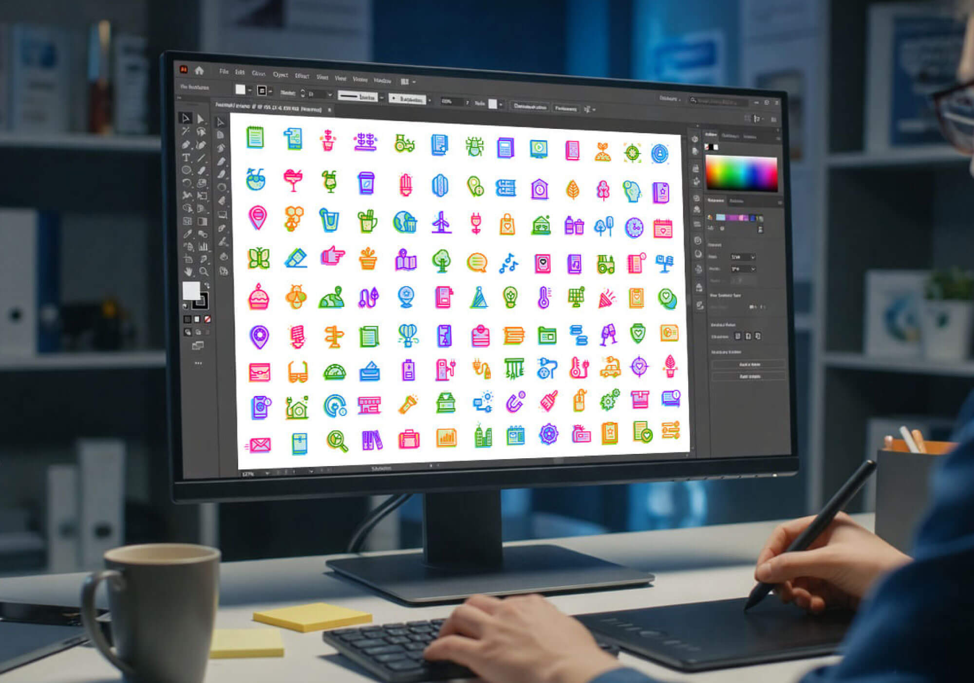 designer-working-on-eco-environment-icon-kit-by-busy-bear-creative-agency-2